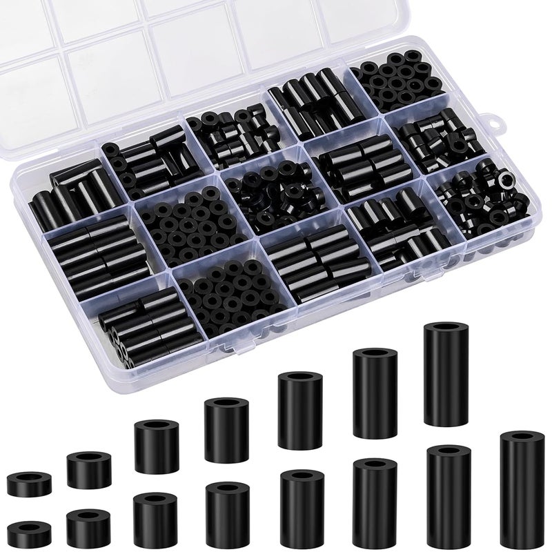 wegoup 330 Pcs Black Nylon Electrical Outlet Spacers Kit - Non-Threaded Round Plastic Spacers for Switch & Receptacle Screws, Secure Fit Spacer Assortment for Outlet Installation - Image 1